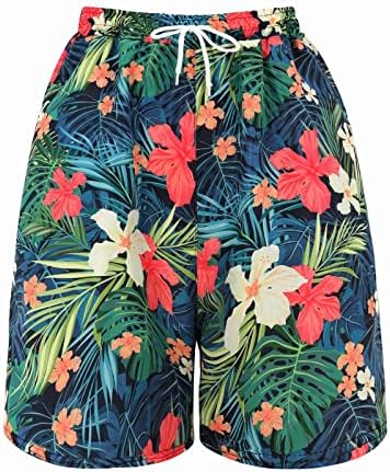 Шорцеви за жени со џебови летни плажа тропски печатени проточни шорцеви случајни еластични половини удобни шорцеви на плажа