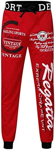 Ymosrh mens спортски панталони мажи случајно лабава буква за печатење на еластична половината, панталони со долги панталони лесни
