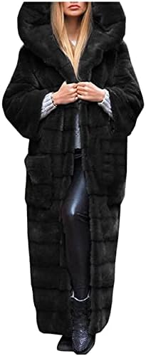 Bidobibo faux крзно палто жени со аспиратор зимски долги палта нејасни јакни да носат фустани модно руно Шерпа надворешна облека