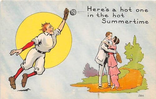 Издавач Бергман 8811, бејзбол, основна топка стрип стари гроздобер антички разгледници поштенски картички