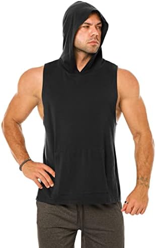 Nitagut mens без ракави затегнати спортски резервоари со качулка со врвови на маици со лето лето бодибилдинг тренингот за вежбање салата дуксери