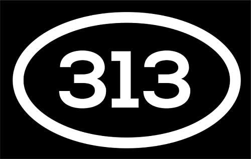 Дхдм 313 Област Код Налепница Мичиген Детроит Ален Парк Дирборн Сити Гордост Љубов | 5-Инчи од 3-Инчи | Врвен Квалитет Бел Винил