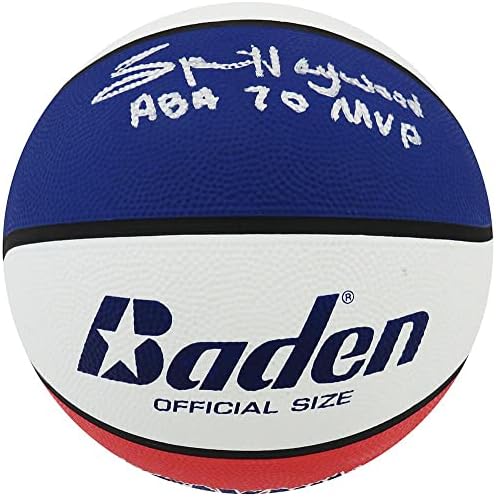 Спенсер Хејвуд потпиша Баден Црвена, Бела и сина Кошарка со целосна големина W/ABA 70'MVP - Автограмирани кошарка