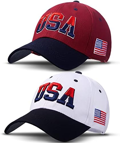 2 Парчиња Патриотски Бејзбол Капа Прилагодлив Памук Тато Шапка САД Извезени Американско Знаме Капа За Мажи Жени