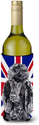 Богатствата НА КАРОЛИНА SC9889LITERK Црна Стандард Пудлица со англиски Унија Џек Британско Знаме Шише За Вино Гушкање, Шише