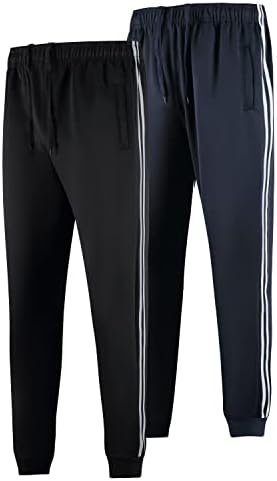 Машки џемпери за кубија, 2 пакувања поставени панталони со џебови, панталони за тренингот погодни за џогирање јога салата секојдневно