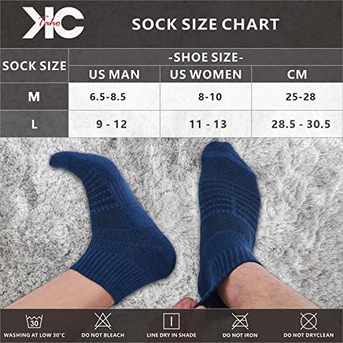 КК-Тахо-Машка четвртина атлетски памучни чорапи 8 пара со лак поддршка за дишење, амортизирани спортски чорапи