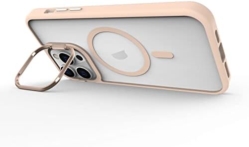 Prodigee iPhone 14 Pro Max Kickit Роуз + Mag|Drop Тестирани Kickstand |Мека Мат Розова Двослоен Капак| Безжично Полнење Компатибилен|Отпорен