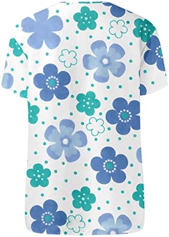 Женски кратки ракави врвови облечени модни летни графички цветни печатени трендовски блузи туники кошула пакет за жени