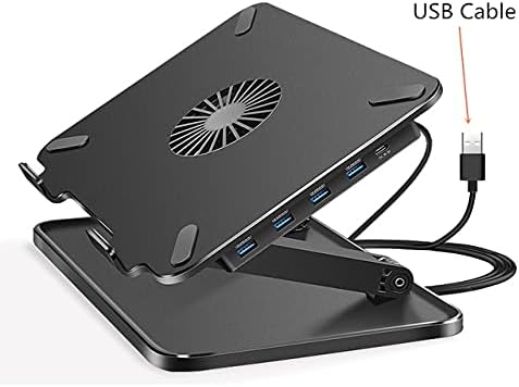SXYLTNX Multifunction Laptop Stand со вентилатор за ладење + 4PCS USB висина што може да се прилагоди на десктоп таблети држач