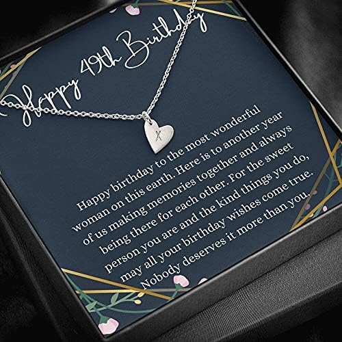 Накит Со Картички за пораки, Рачно Изработен Ѓердан-Персонализирани Иницијали За Подароци Срца, Среќен Ѓердан од 49-ти Роденден