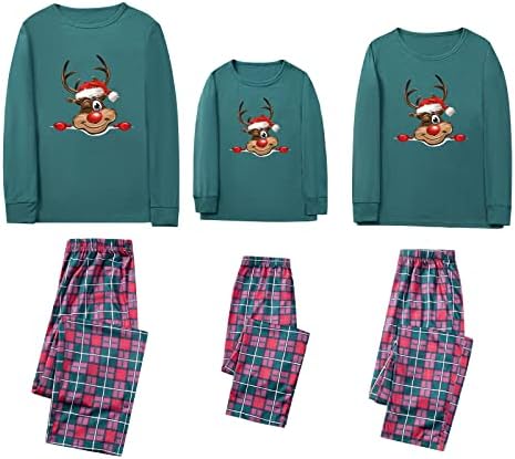 Појавување на пижами семејство од 4 соодветни семејни пижами поставува Божиќни елени Божиќни светла пижами за семејство