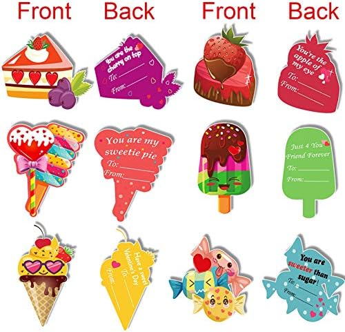 Howaf 30pcs картички за Денот на вineубените за деца, среќни честитки за Денот на вineубените со сладок дизајн на сладолед за