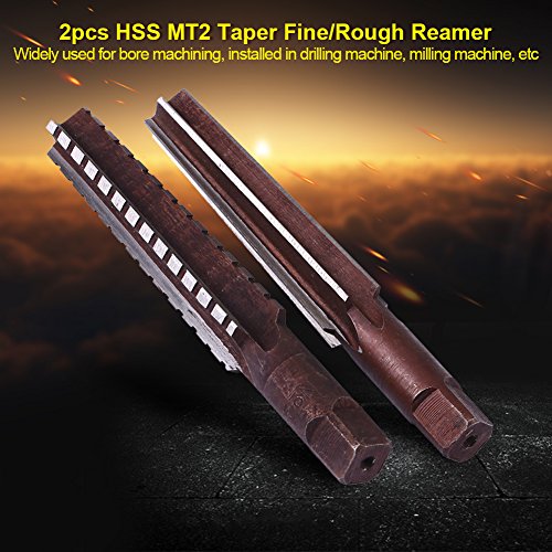 2pcs HSS MT2 Taper Reamer Fine/Rough Reamer Tool Straight Shank 1.5x12.5cm