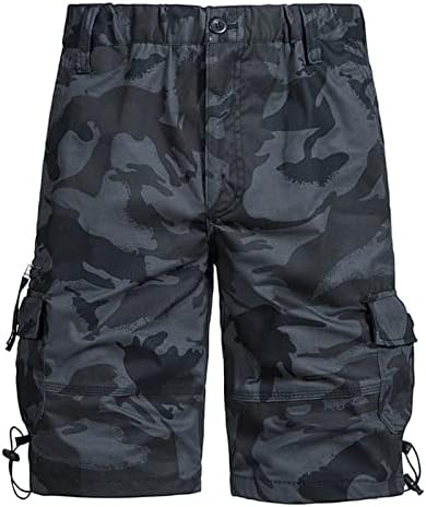 Озммјан машка шорцеви еластична половината опуштено вклопување памучни панталони од отворено мулти-џеб-случајни риболов шорцеви