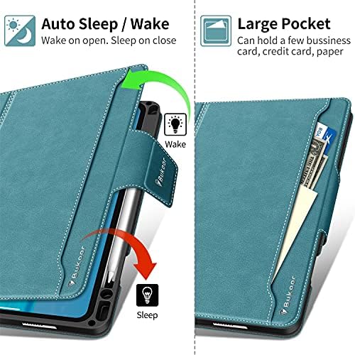 Bukoor iPad Pro 11 инчен случај 2022/2021/2020/2018 PU кожа случај со држач за молив автоматско спиење/будење магнетски џеб