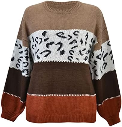 Mtsdjskf женски џемпери исмејувајте го вратот со долг ракав кабел ребрести врвови на врвови термички џемпери во боја на бурен пуловер