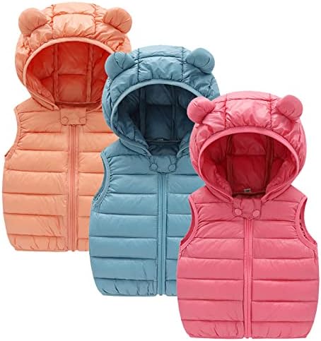 Детски момчиња девојчиња зимски без ракави со цврсти палто мечки уши со качулка јакна згаснат зимски палто со снежни панталони
