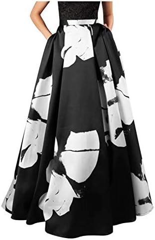 Фустани за жени за жени 2023 Боемски цветни печати со високо половината џеб макси здолниште за забави плажа долго здолниште