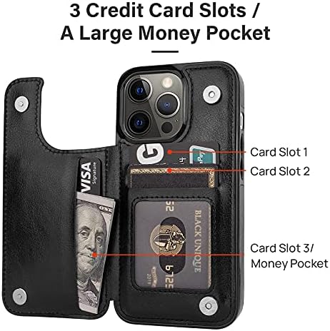 Cardpakee за Iphone 13 Pro Паричник Случај Со Држач За Картички, Вештачка Кожа Kickstand Картичка Слотови Случај, Рачно Изработени
