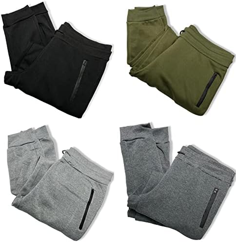 Riverblue Multi-Pack Mens Reece Jugger Sweatpants со џебови со патенти, еластични манжетни и влечење на кабелот за јаже