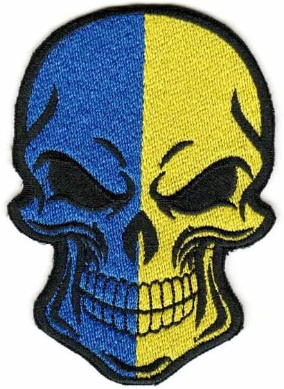 Везници за везење на черепот и Украина знаме за закрпи за моралот на кука и јамка Тактичка воена значка