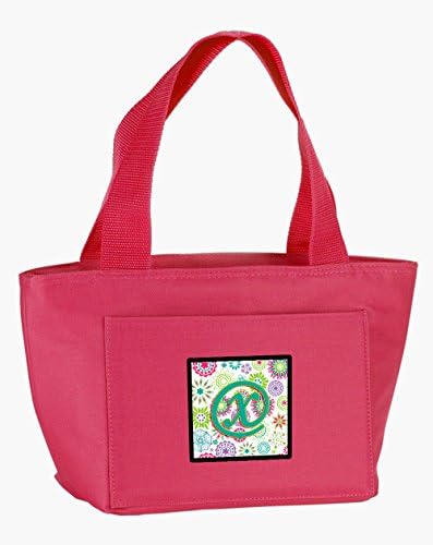 Богатства КАРОЛИНА CJ2011-XPK-8808 Писмо X Цвеќиња Розова Теал Зелена Почетна Торба За Ручек, Изолирана Кутија За Ручек За Повеќекратна