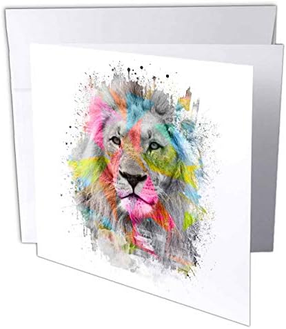 3DROSE Величествениот машки лав портрет со обоени полигони - честитка, 6 x 6, сингл