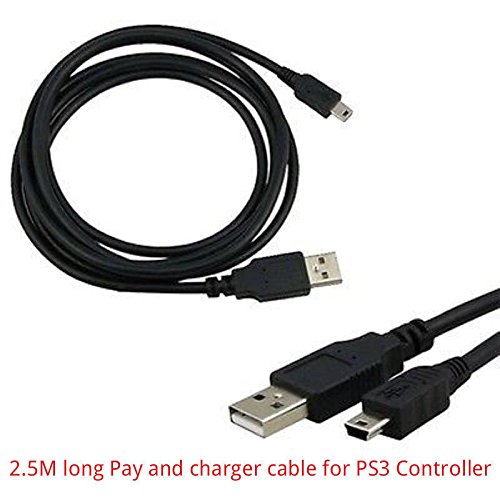 2.5 m/8ft Долго Полнење Олово Кабел ЗА PS3 Контролер Рампа USB игра &засилувач; Полнење Кабел