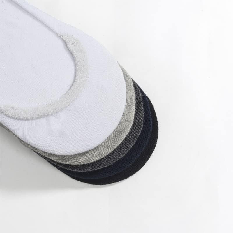 Hуху 5 пара машки чорапи лето памук со голема големина чамци чорапи цврста боја невидлив силикон