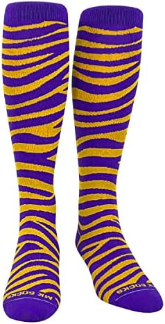 МК чорапи Тигар, зебра, ленти со мачки портокалови црни долги спортски чорапи
