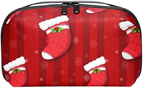 Црвени Божиќни Чорапи Шема Козметичка Торба За Жени Симпатична Модна Чанта Водоотпорна Торба За Шминка Пространа Торбичка За