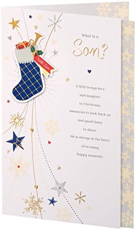 Сине Божиќна картичка- за син- специјална син картичка- син Божиќна картичка со убави зборови- картичка за подароци за него-
