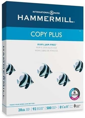 4 x Хамермил копија плус повеќенаменска/факс/ласер/хартија за печатач со инк -џет, големина на буква, 92 осветленост, 20 lb, без киселина, рем, 500 вкупни чаршафи