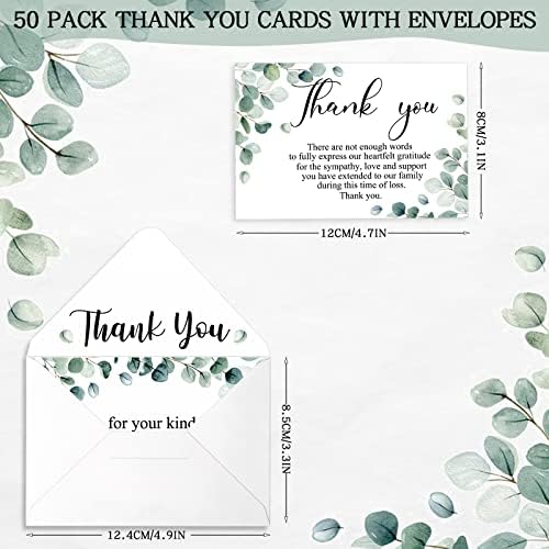 50 пакувања Ви благодариме на картичките за симпатии Погреб Ви благодарам картички со коверти и пораки Меморијални картички за симпатии картички Зеленички картичк