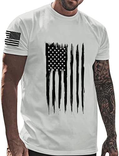 Руируилико Менс патриотски маици 4 -ти јули 2023 година летни кратки ракави кошули лабави вклопени графички 3Д отпечатоци кошула со блузи