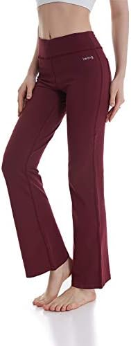 Iwingенски подигање со високи панталони со јога со високи половини, редовни/високи/ситни бутања разгорени тренинзи памучни панталони