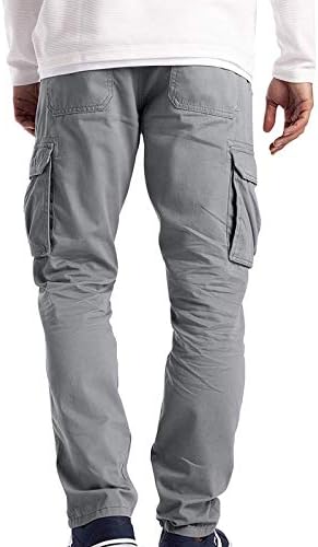 Менс карго панталони Панталони работат облечени во борба против безбедност на товар мулти џеб цврста боја долга панталони сиви