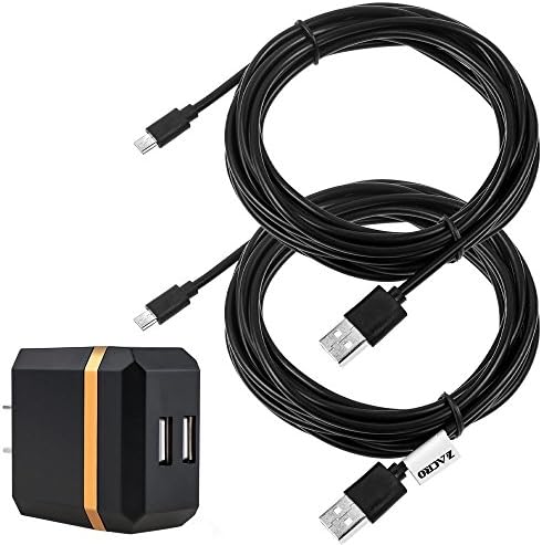 Zacro 2PCS 13FT PS4 CABLE CABLE USB -кабел и 2,1A 10W двојна полнач за wallидови за патувања со USB