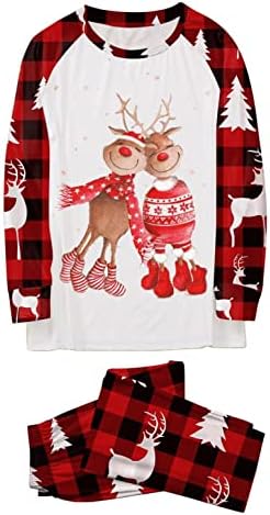 XBKPLO Божиќни совпаѓања Семејни пижами сетови, Семејно појавување на зимска празничка колекција за пижами за парови родител-Ц