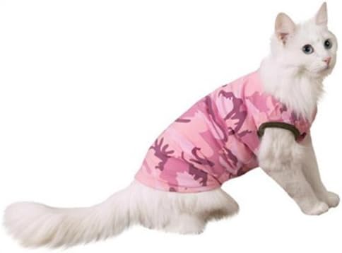 Кошула за мачки - Savvy Tabby Camo Tank - розова - мала