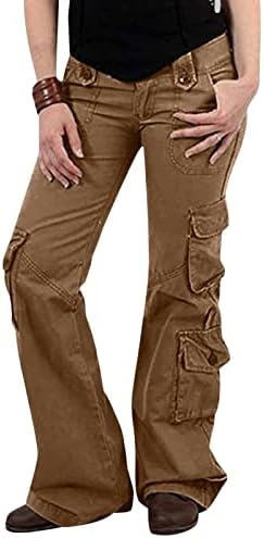 ZLOVHE плус големина карго панталони за жени, женски широки карго панталони со џебови широки панталони за нозе лабави долги