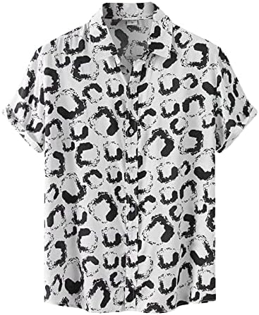 Машка лежерна хавајска кошула со кратки ракави за печатење, цветно летно летно копче надолу кошули со кошула на плажа врвови