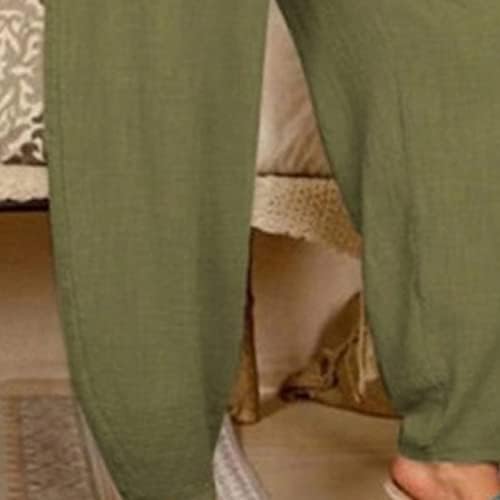 DGHM-jlmy женски цврсти памучни мода лабави обични панталони џебови постелни панталони еластични половини лесни џогери долги