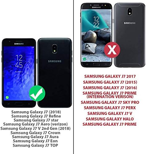 Телефонски Случај TJS Компатибилен Со Samsung Galaxy J7 2018/J7 Рафинирај/J7 Star/J7 ТОП/J7 AERO/J7 Круна/J7 Аура, Метален Прстен