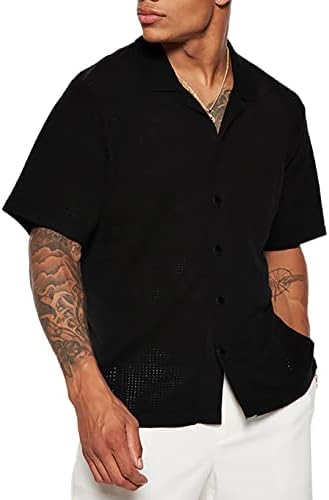 Jmierr машка лежерна стилска стилска кратка ракав копче за плетенка со кошули на плажа од кошули на плажа
