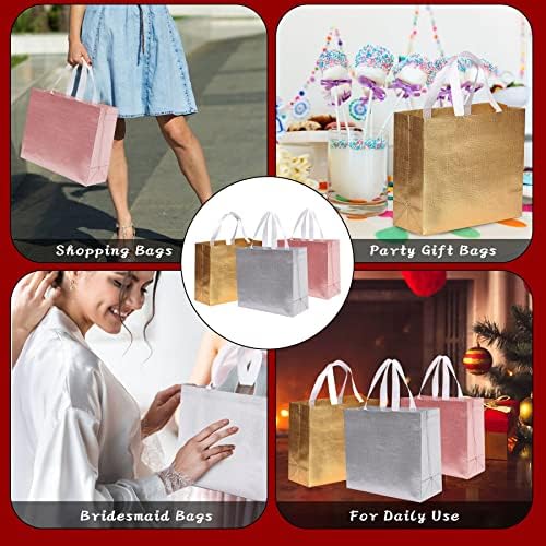 Фајајуан 15 Кеси За Подароци Измешајте Комплет Во Боја, Големи Торби За Подароци За Повеќекратна Употреба Со Бели Рачки, Идеални