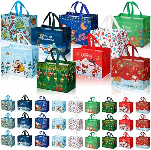 36 Еез Божиќни Торби За Торби Рефус Божиќни Торби За Подароци Со Рачки, Неткаени Божиќни Чанти За Божиќни Подароци Торби За