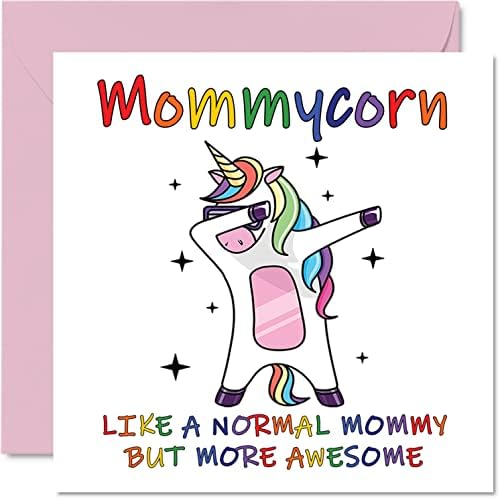 Нешта 4 роденденски картички за мама - мамокорн - картичка за ден на мајки од ќерка сине, среќен роденден мама, мама Еднорог